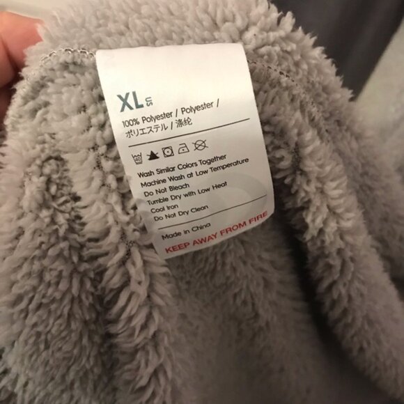 David Archy Gray Hooded Double Layer Velvet Fleece Robe size XL - Picture 6 of 7